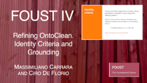 FOUST IV - Massimiliano Carrara and Ciro De Florio - Refining OntoClean. Identity Criteria and Grounding